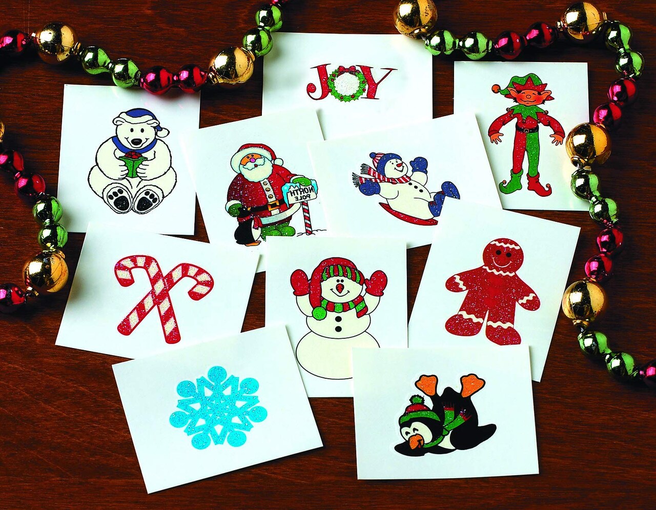 Christmas Holiday Glitter Temporary Tattoos For Kids (72 Pieces) Holiday Favors and Giveaways, Stocking Stuffers